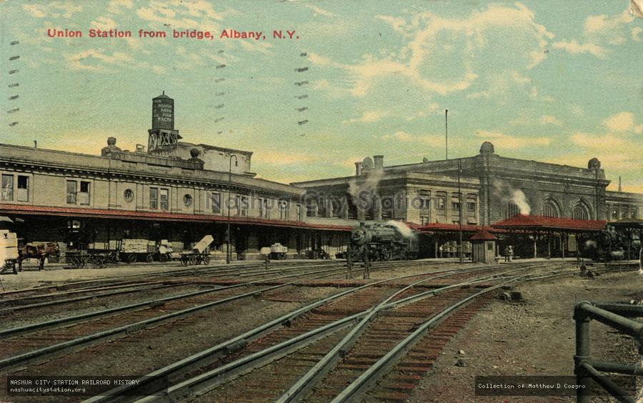 Postcard: Union Station from Bridge, Albany, New York